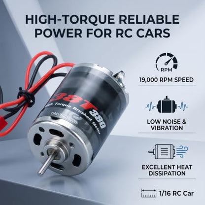 RC Brushed Motor,380 38 Turn High Torque Brushed Motor with JST Plug for 1/16 RC Car Ship Model