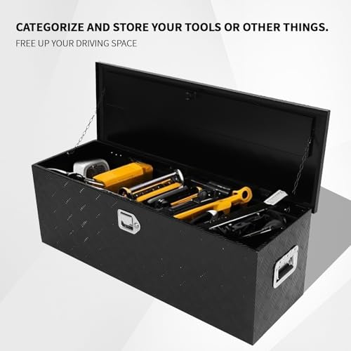 48 inch Truck Tool Box,Aluminum Truck Bed Tool Box w/Handled Lock and keys,Universal Fit for Pickup‌ Truck,Trailer,Vehicle,UTV,ATV-Black,48 X 15 X 15 inch - color: Black, size: 48 x 15 x 15 inch
