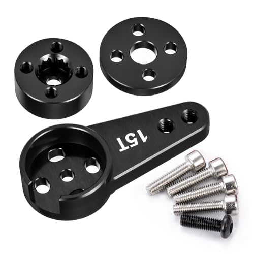 Adjustable Servo Horn 15T Aluminum Servo Arm Upgrade for 1/5 RC Buggy Truck Short Course Car (Black) - color: Black
