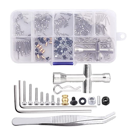 HobbyPark 280pcs SCX24 Screw Kit Screws Assortment Set Hardware Fasteners for Axial SCX24 Gladiator Chevrolet C10 Deadbolt B17 Betty Wrangler JLU CRC Bronco 1/24 Crawler