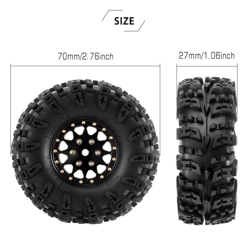 INJORA 1.3" Swamp Claw Tires 70 * 27mm & Wheel for 1/18 1/24 RC(Black Gold) - color: Black Gold