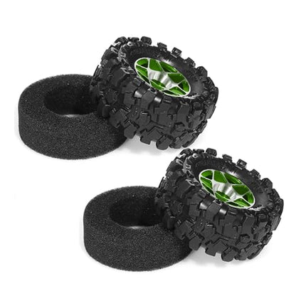 REDSPIDER 1.0 Beadlock Wheels and Tires Set（4pcs） 1.0 Crawler Tires 57 * 25mm Aluminum Alloy 1.0 Wheel 1/18 1/24 RC Crawler Tires for SCX24 TRX4M FMS FCX24 FCX18 AX24 (Green) - color: Green