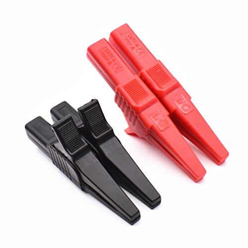 10Pcs 1000V 32A Heavy Duty Full Insulated Automotive Car Battery Alligator Clips Electrical Test Clips with 4mm Banana Jack Socket for Multimeter Test Leads