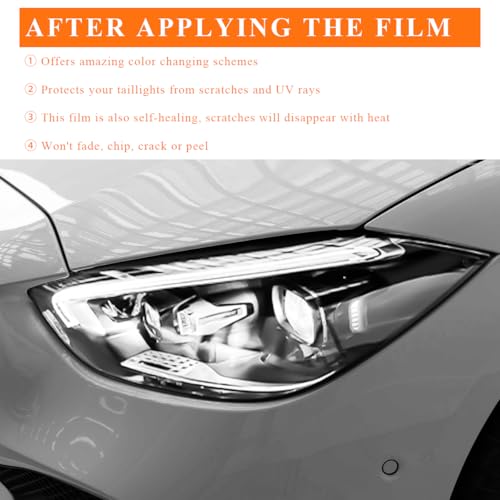 Sun Walker Car Light Tint Film, 12 x 48 Inch Waterproof Taillight Wrap Film Roll with Squeegee & Cutter, Self-Adhesive Vinyl Sticker Sheet Roll for Headlights Fog Lights Tail Lights (Transparent) - color: Transparent