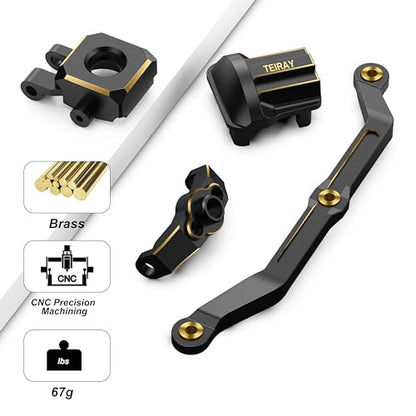 Trx4m Upgrades Brass Knuckle Steering Blocks and Caster Blocks C-Hubs, Steering Links,Front Rear Axle Diff Covers for Traxxas TRX4M 1/18 Crawler Car Upgrade Parts 7 PCS (Trx4m Upgrades Brass) - color: Trx4m Upgrades Brass