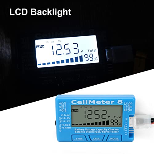 LiPo Charger RC Charger Lipo Battery Balance Charger RC Car Battery Charger Discharger 2-8S for Li Po Li Ion Li Fe Smart Battery Balance Discharger Servo Tester (Blue) - color: Blue