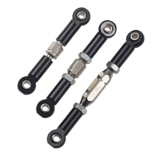 ShareGoo Aluminum Turnbuckle Pull Rod Steering Linkages Arm Tie Rod Ends Servo Link Rod with Screwdriver Compatible with WLtoys 144001 1/14 RC Car Buggy,Black