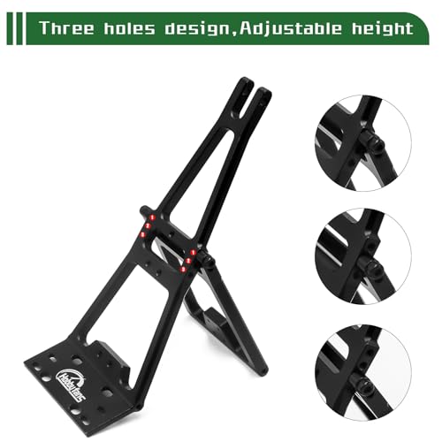 Aluminum RC Winch Double Stent Rescue Set Truck Tow Crane Arm Wrecker Kit with 360° 35KG Servo for 1/10 SCX10 TRX4 RC Crawler and Trailer RC Upgrade Parts (Black) - color: Black