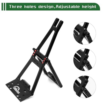 Aluminum RC Winch Double Stent Rescue Set Truck Tow Crane Arm Wrecker Kit with 360° 35KG Servo for 1/10 SCX10 TRX4 RC Crawler and Trailer RC Upgrade Parts (Black) - color: Black