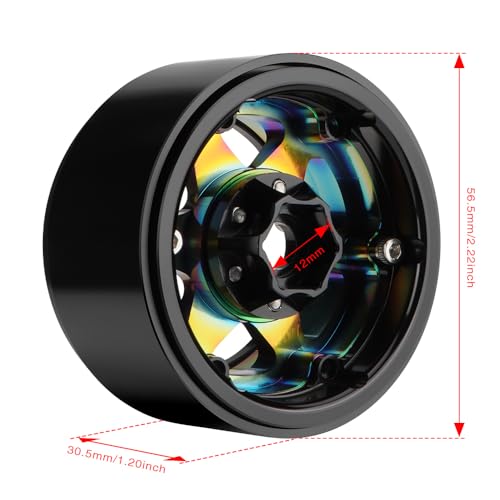 GLOBACT Rainbow 1.9 Beadlock Wheel Offset -10mm for 1/10 RC RC Crawler, B | Fits SCX10 TRX4 TRX6 Redcat Gen7 Gen7PRO Gen8 D90 VS4-10 - color: Neon Color-b