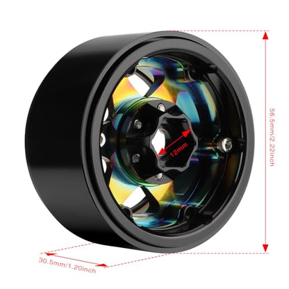 GLOBACT Rainbow 1.9 Beadlock Wheel Offset -10mm for 1/10 RC RC Crawler, B | Fits SCX10 TRX4 TRX6 Redcat Gen7 Gen7PRO Gen8 D90 VS4-10 - color: Neon Color-b