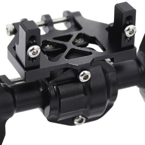 Aluminum Front Rear Portal Axle Complete Axles Set with Servo Mount for 1/18 RC Crawler Redcat Ascent-18 Ascent18 Upgrade Parts (Black) - color: Black