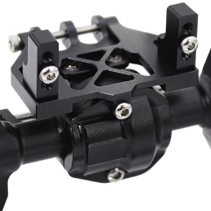 Aluminum Front Rear Portal Axle Complete Axles Set with Servo Mount for 1/18 RC Crawler Redcat Ascent-18 Ascent18 Upgrade Parts (Black) - color: Black