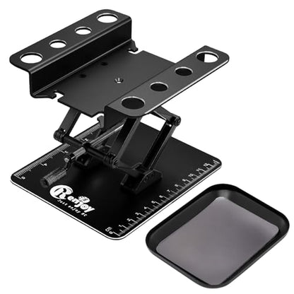 RC Car Work Stand w/Screw Tray for 1/8 1/10 1/12 Scale RC Cars, All Black | Lift Lower Adjustable Aluminum RC Car Stand with Screw Tray RC Tool Set for RC Crawler Truck Traxxas Slash TRX4 Axial SCX10 - color: All Black