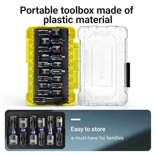 10-Piece Magnetic Nut Driver Set - SAE (1/4" to 9/16") Nut Driver Set with Bit Extension - Cr-V Magnetic Socket set, Slotting Tool Box - size: 10-Piece Magnetic Nut Driver Set