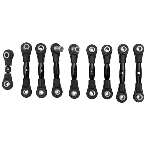 RC Crawlers Models For Bronco GT4-TEC 2.0 1/10 Aluminum Tie Rod Set Adjustable Steering Linkage Servo Link Pull Parts Model Accessory Modified(Black) - color: Black