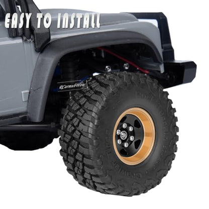 1.0in Beadlock RC Wheels and Tires for 1/18 Trx4m,1/24 SCX24 RC Crawler Car,1.0 Beadlock Rims & 1.0 Beadlock Tires,Brass Wheels Soft Sticky Rubber Tires,4PCS(Style A)