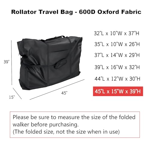 Rollator Travel Bag - Waterproof Wheelchair Bag for Folding Walker Compact Wheelchair Transport Chair Portable Large Duffel Bag Carry Case for Car and Airplane TSA Traveling,45" Lx15"Wx39"H | Large Duffel Bag Carry Case for Car and Airplane Traveling, for