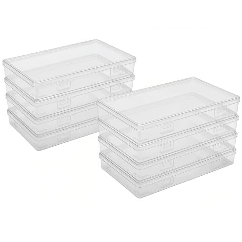 Goodma 8 Pieces Rectangular Empty Mini Clear Plastic Organizer Box | 195 x 113 x 30 mm, Hinged Lids, For Small Items, Craft Projects - size: 195 x 113 x 30 mm