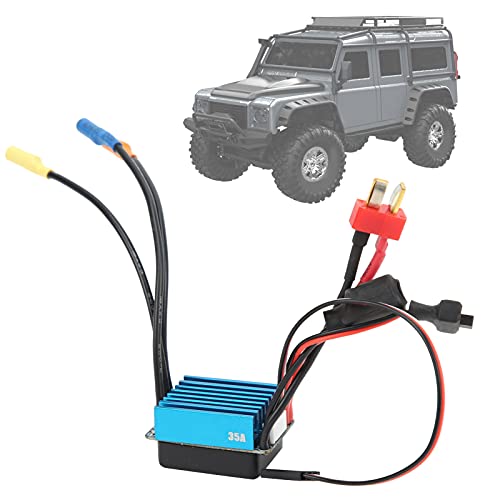 RC 35A Sensorless Brushless ESC, Waterproof Speed Controller for 1/10 1/14 1/16 1/18 RC Car, 4 Poles ESC with Overheat Protection and Splash Proof Design, Compatible with