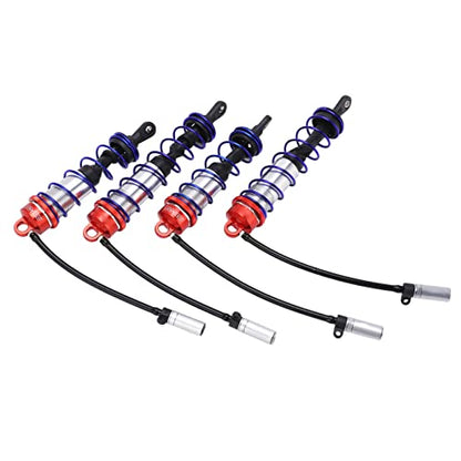 RC Damper, Aluminum Alloy Oil Adjustable with High Elasticity Spring, RC Shock Absorber, 4PCS Set for 1/8 Scale Off-Road RC Crawler Truck Truggy Enthusiasts - color: Red