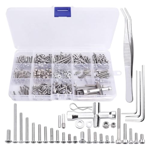 286pcs RC Screw Kit M2.5 M3 M4 Hex Screws Washers Lock Nuts Body Clips Wheel Pins Cross Wrench Hardware Fastener for 1/10 Traxxas Slash 4x4 2WD