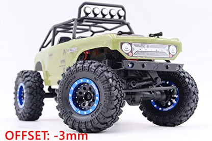 Adjustable Offset RC 1.0 Wheels and Tires, 1/24 Tires & Heavy 1.0 beadlock Wheels Blue Black for 1:24 RC Crawler Axial SCX24 90081 AXI00001 & Other 1/24 Crawler Truck, (4-Pack, Assembled) - color: Blue & Black