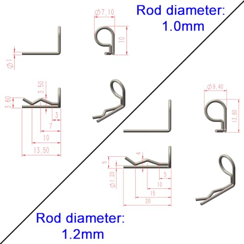 120pcs Colorful 90-Degree Angle RC Body Clips Bent Springy Pins(2 Sizes-Pack) for All 1/24 1/18 1/12 1/10 1/8 Scale Model Car Crawler Truck Buggy