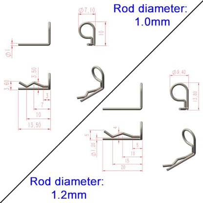 120pcs Colorful 90-Degree Angle RC Body Clips Bent Springy Pins(2 Sizes-Pack) for All 1/24 1/18 1/12 1/10 1/8 Scale Model Car Crawler Truck Buggy