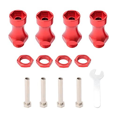 4pcs Aluminum 12mm to 17mm Wheel Hex Hub Conversion Adapter for 1/10 RC Buggy SCT Monster Truck Traxxas Redcat Arrma Upgrade Parts, Red - color: Red