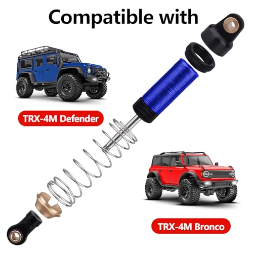 59mm Shocks Aluminum Shock Absorber for TRX4M TRX4MT 1/18 RC Crawler Threaded Oil Damper (Blue) - color: Blue