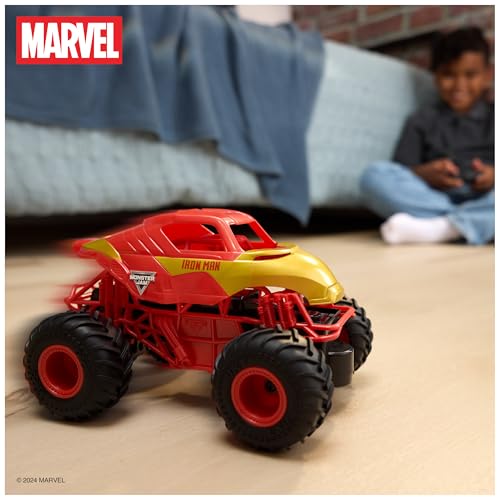 Monster Jam Marvel Iron Man RC Truck, 1:24 Scale | Remote Control Truck Toy, Durable Construction, Authentic Design, Easy to Use Remote, Pretend Play Gifts for Kids Ages 4+ - style: Marvel Iron Man