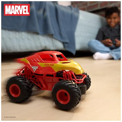 Monster Jam Marvel Iron Man RC Truck, 1:24 Scale | Remote Control Truck Toy, Durable Construction, Authentic Design, Easy to Use Remote, Pretend Play Gifts for Kids Ages 4+ - style: Marvel Iron Man