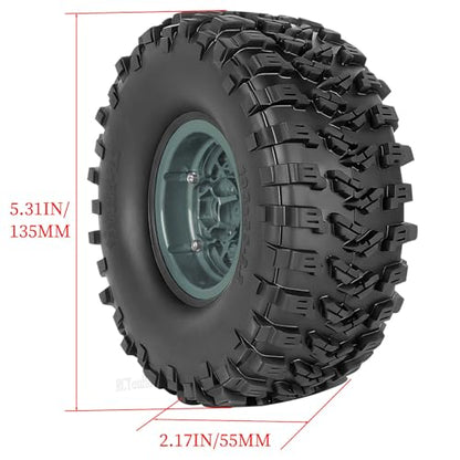 RC Aluminum 2.2" Beadlock Wheel Tires Set for 1/10 RC Crawler Car,TRX6 TRX4 SCX10 II III 90046 D90 Gen8 MST CFX VS4-10,RC Wheels 2.2 Beadlock Wheel Rims,(4PCS) Titanium - color: Titanium -(Rc Wheels Tires)