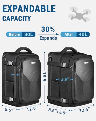 Carry On Mavic 3 Pro Case, Compatible with DJI RC/Pro/N1 Controller | Fits 17.3'' Laptop, 40L Drone Backpack for DJI Fly More Combo Accessories, Hard Carrying Case, Travel Laptop Backpack