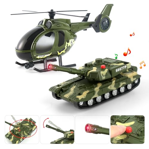 Dwi Dowellin Green Military Big Truck Toys,25.6" Semi Truck Toy with Helicopters and Tank,Army Toys with Lights & Sounds,Birthday Gift for 2 3 4 5 Years Old Boys and Girls - style: Army Truck