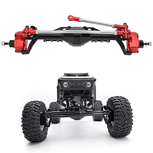 RC Front Portal Axle Assembly Heavy Duty Metal Upgrade Part for Axial Capra 1.9 UTB RC Crawler Car Durable Aluminum Alloy Hardened Steel Construction 250mm Length 1Pcs (Black Red)