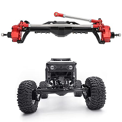 RC Front Portal Axle Assembly Heavy Duty Metal Upgrade Part for Axial Capra 1.9 UTB RC Crawler Car Durable Aluminum Alloy Hardened Steel Construction 250mm Length 1Pcs (Black Red)