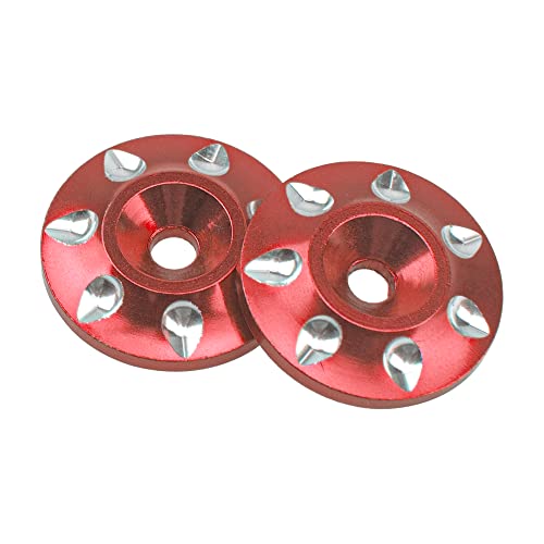 ShareGoo 2Pack Universal RC Metal Rear Wing Buttons Gasket Fixed Rear Tail Wing Washer for 1/10 1/8 RC Off Road Short Truck Buggy Racing Car (Red)