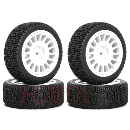 fujita 1/10 RC ON-Road Rubber Racing Tire Rim 68mm OD for 1:10 RC On-Road Touring Drift Car HSP Tamiya XV01 TT01 TT02 HPI Kyosho FAZER MK2 （White B） - color: White B
