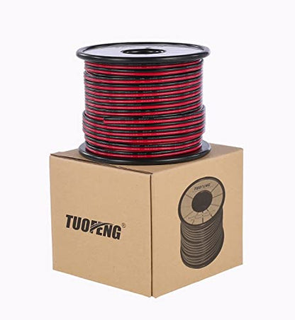 TUOFENG 22awg Electrical Wire 100 ft 22 Gauge Led Wire 2 Pin Extension Cable Wire Red Black Wires 12V/24V DC Cable for Led Strips Single Colour - size: 22 AWG 2 Parallel PVC Wire 100ft