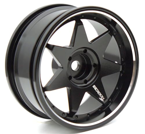 1/10 RC Drift Tires and Aluminum Wheels Rims Rally Racing Tyres 12mm Hex for 1:10 Scale On Road Touring Street Car Tamiya Traxxas HPI KYOSHO XV02 XV01 TT01 TT02 PTG2 A959 4pcs (Black) PP2501 - color: Black