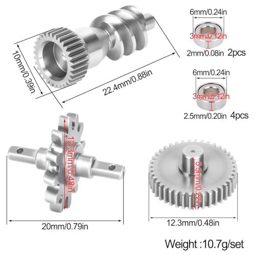 Ultralight Aluminum Transmission Skid Plate Kit,Gearbox with Metal Gears Set for 1/30 Axial SCX30 Upgrade Parts (Stainless Steel Gears) - color: Stainless Steel Gears