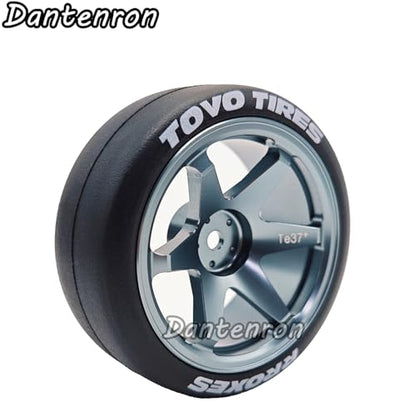 1/10 RC Drift Aluminum Wheels and Tires OD 65mm 1/12 Hard Drift Racing Tyres 12mm Hex for 1:10 Rally Street On Road Touring Car Tamiya TT01 TT02 XV01 TA06 A959 PTG2 KYOSHO 4PCS (Titanium) - color: Titanium