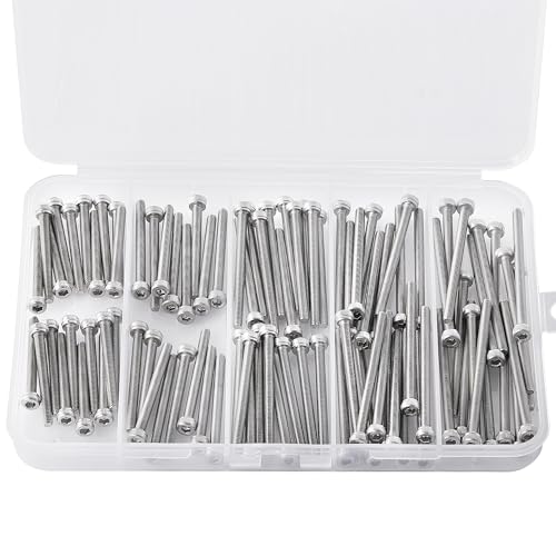 M3 x 30mm 35mm 40mm 45mm 50mm Hex Socket Head Cap Screws Bolts, 304 Stainless Steel, Metric Machine Fully Threaded, Bright Finish, Allen Hex Drive, Assortment Kit 100PCS - size: M3 x 30/35/40/45/50mm (100PCS)