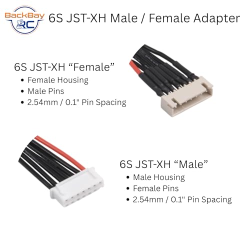 BackBayRC - 6S JST-XH Balance Extensions - 60cm 20awg (100 Strand) Wire - Flexible Silicone Insulation - 2.54mm / 0.1" Pin Spacing - style: 6S_60CM_JST-XH