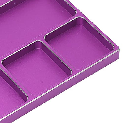 RC Magnetic Tray, 16x10x1.1cm Universal Aluminium Alloy Screw Tray RC Model Repair Tool Tray with Magnetic Pad for RC Trucks (Purple) - color: Purple