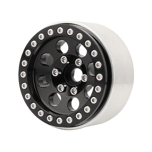 RZXYLRC 4PCS 1.9 Inch Beadlock Wheel Hub Rim Rims Aluminum Alloy for 1/10 TRX4 TRX6 Axial SCX10 D90 SCX10 II III AXI03007 GRT EX86190 RC Crawler Upgrade (G) - color: Black