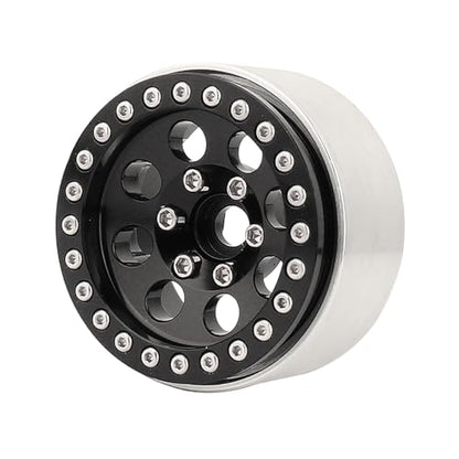 RZXYLRC 4PCS 1.9 Inch Beadlock Wheel Hub Rim Rims Aluminum Alloy for 1/10 TRX4 TRX6 Axial SCX10 D90 SCX10 II III AXI03007 GRT EX86190 RC Crawler Upgrade (G) - color: Black