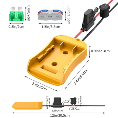 Kzreect 3 Pack for Power Wheel Adapter Compatible with Dewalt 20V Battery | 12AWG, Wire Terminals, 30A Fuse Holder, Switch, Battery Converter Kit for DIY Ride-On Car Toys LED Motor - size: 3 Pack